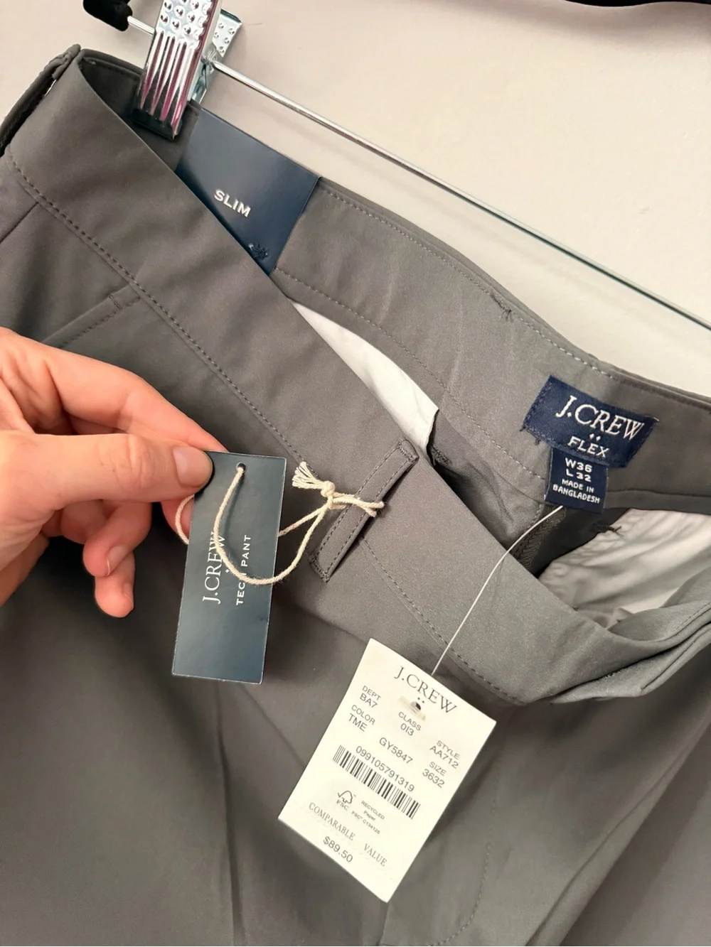 J. Crew Men's Gray Tech Pants